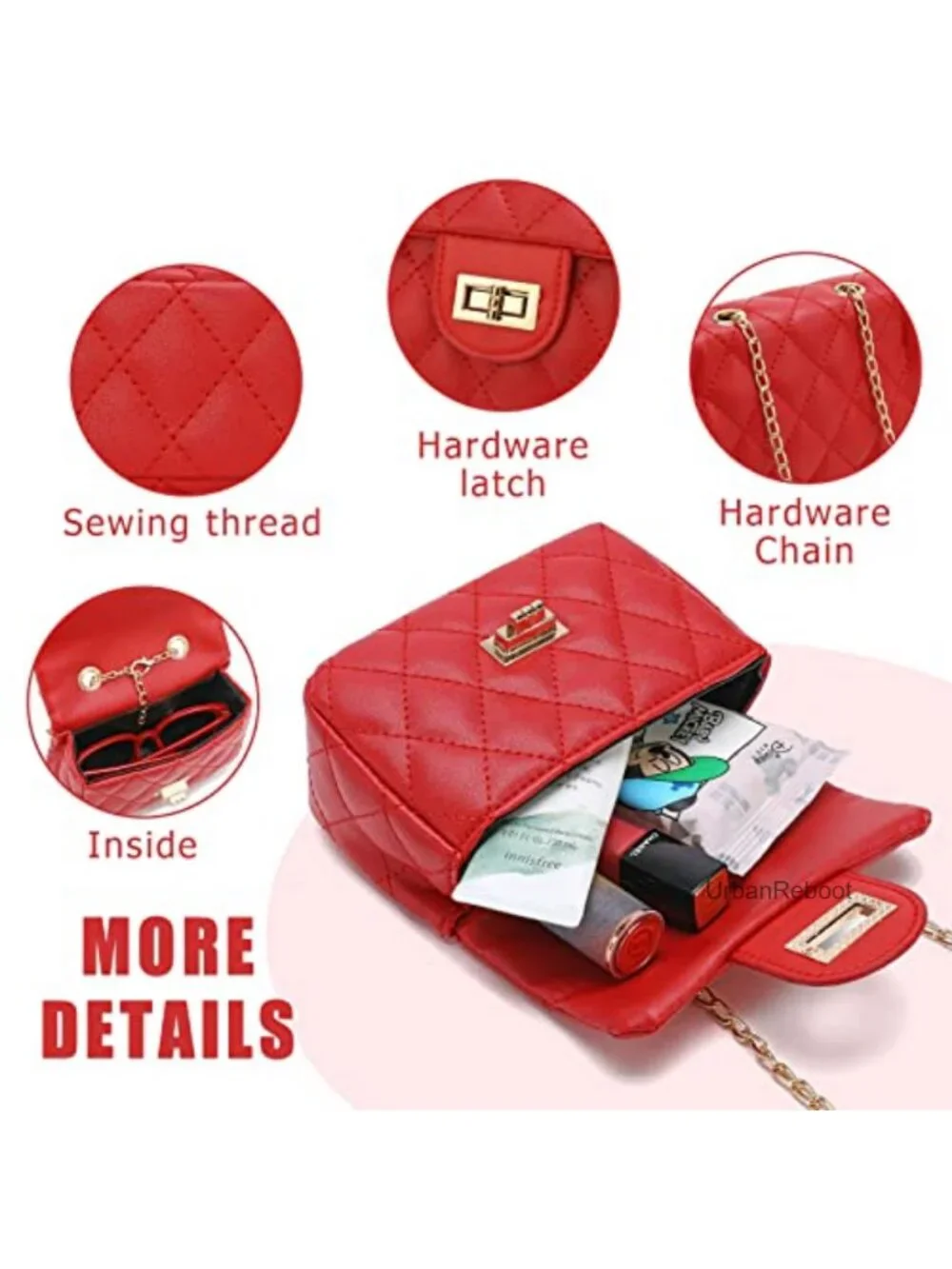 Girls PU Crossbody Purse with Sunglasses Adjustable Strap Princess Handbag